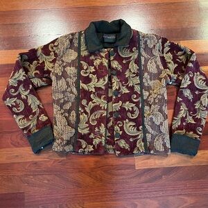Mary Lynn O’Shea Women’s Woven Red and Gold Tapestry Jacket HandMade in Vermont